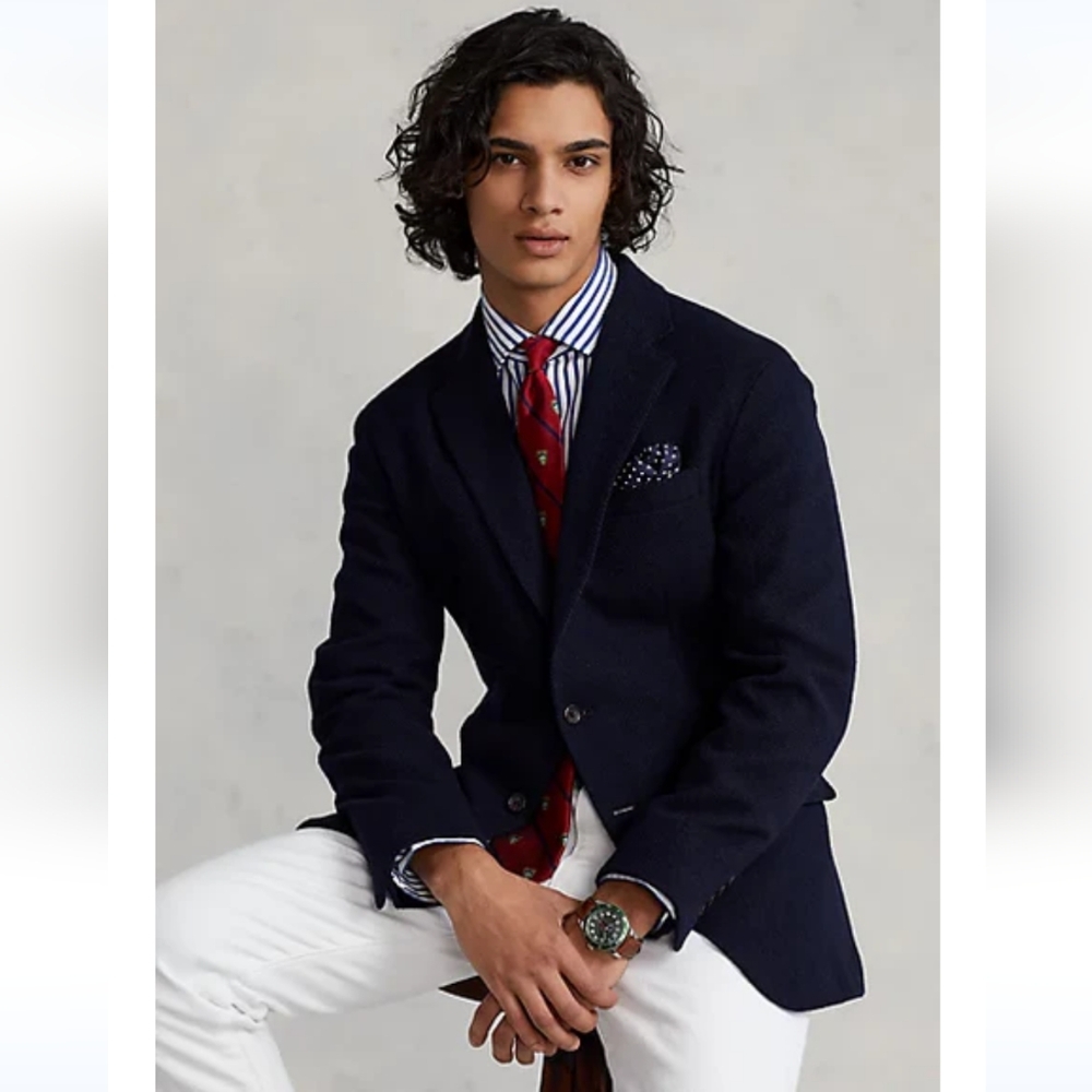 Polo University Club Ralph Lauren Dark Wool Blue Herringbone Men's Sport Blazer